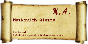 Matkovich Aletta névjegykártya